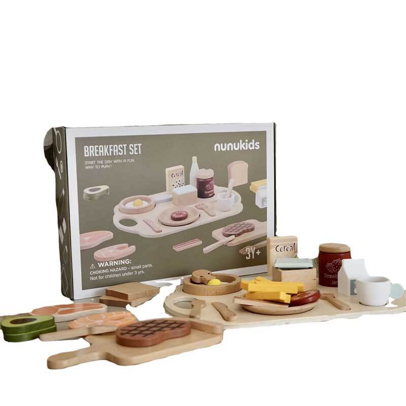 Wooden Steak and Bread Cutting Play Set