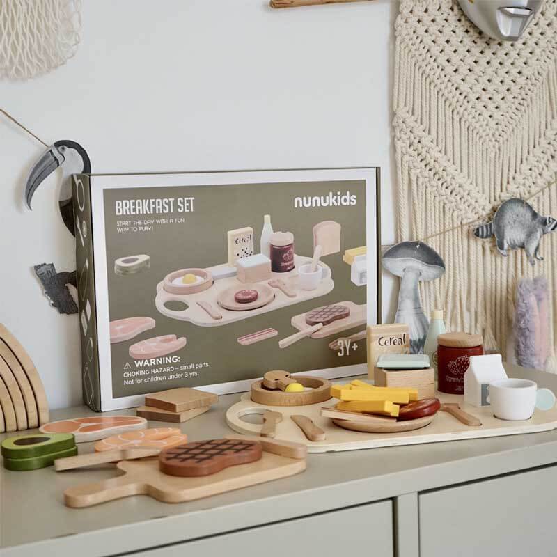 Wooden Steak and Bread Cutting Play Set