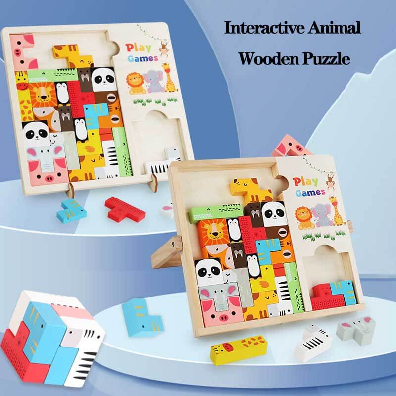 Interactive Animals Wooden Puzzle