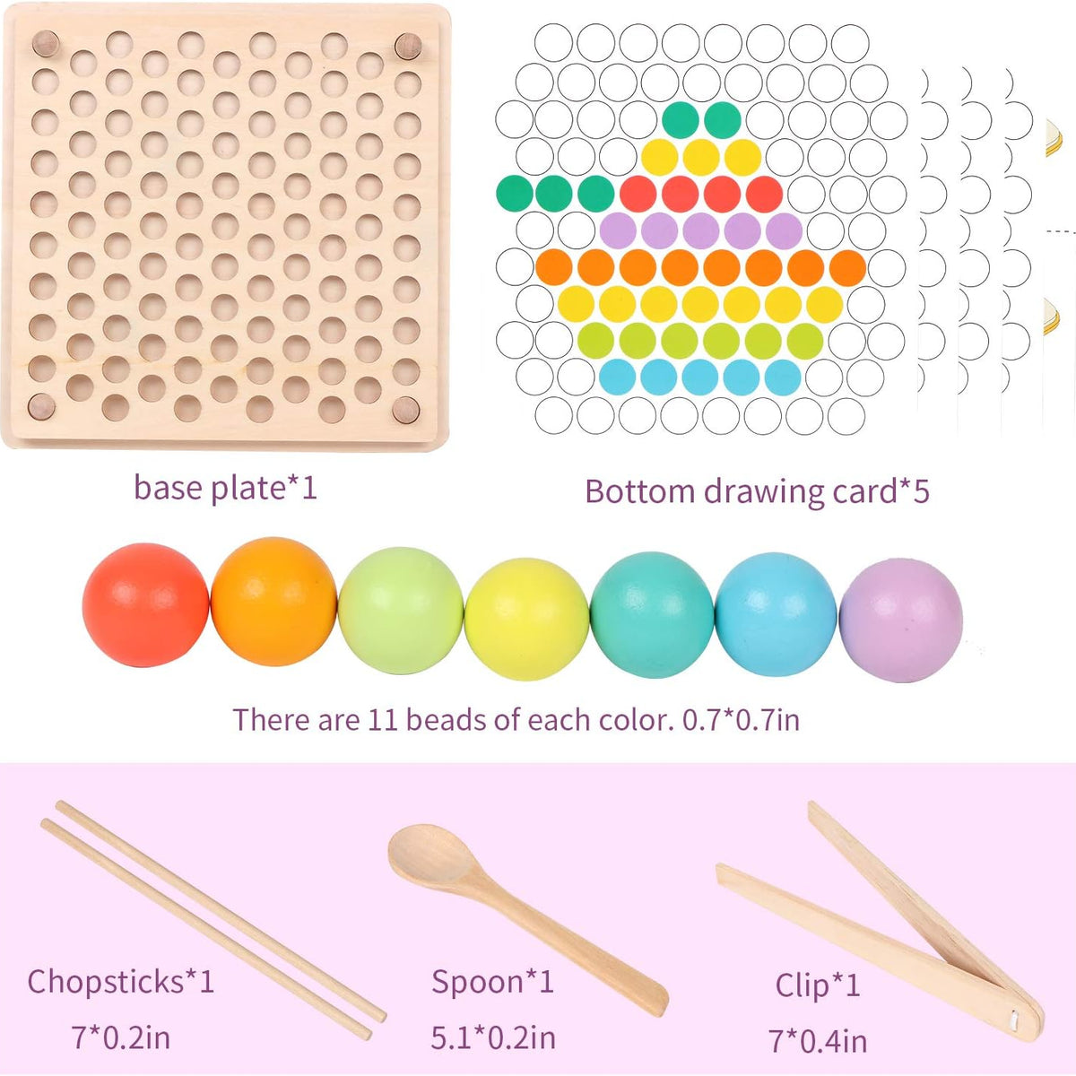 Wooden Peg Board Beads Game