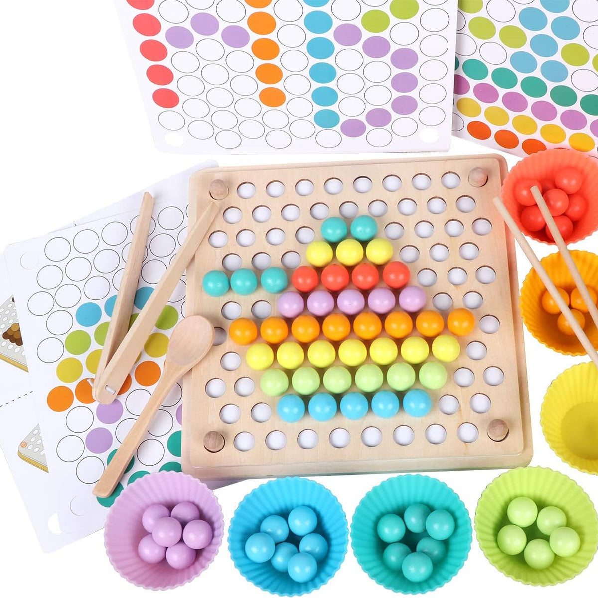 Wooden Peg Board Beads Game