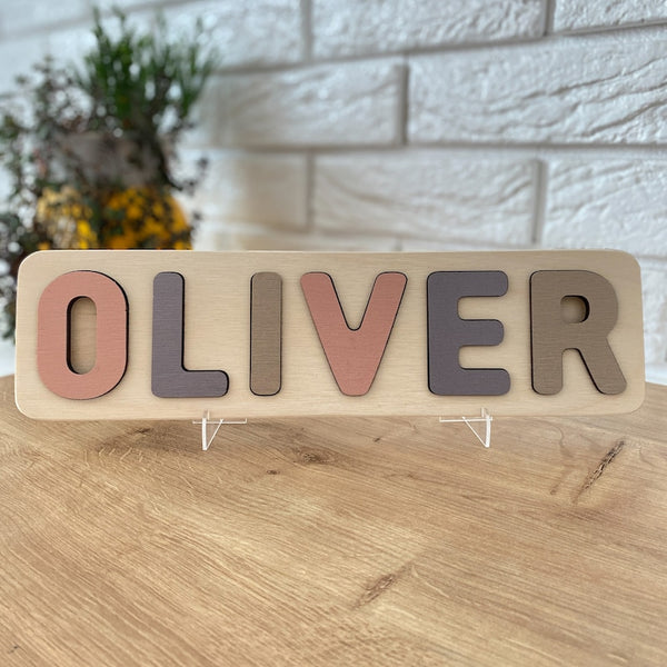 Personalized Wooden Baby Name Puzzle - Montessori Toddler Toy for Baby Room Decor and Learning