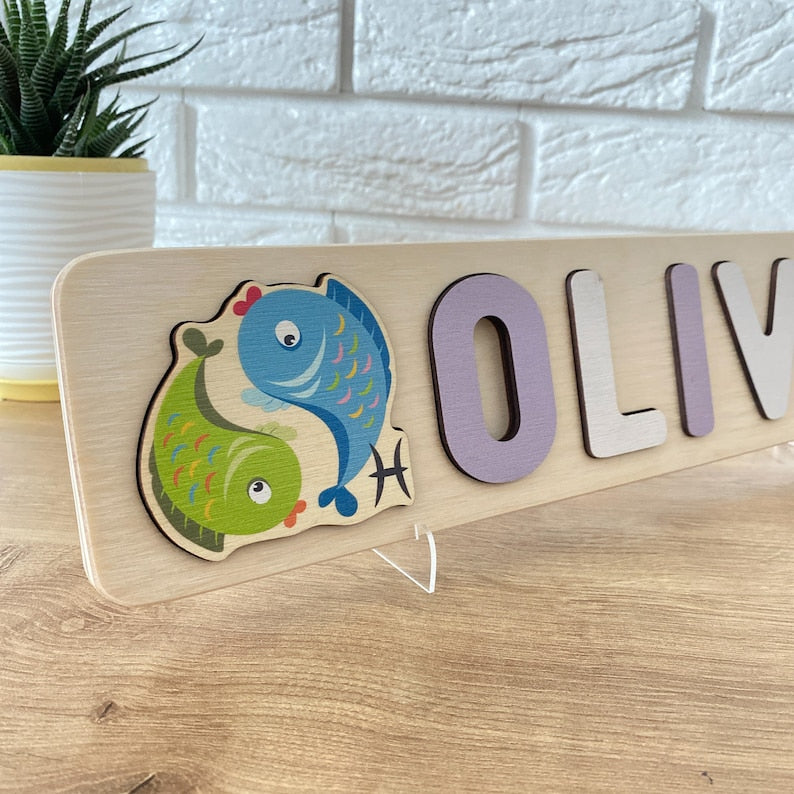 Personalized Wooden Baby Name Puzzle - Montessori Toddler Toy for Baby Room Decor and Learning