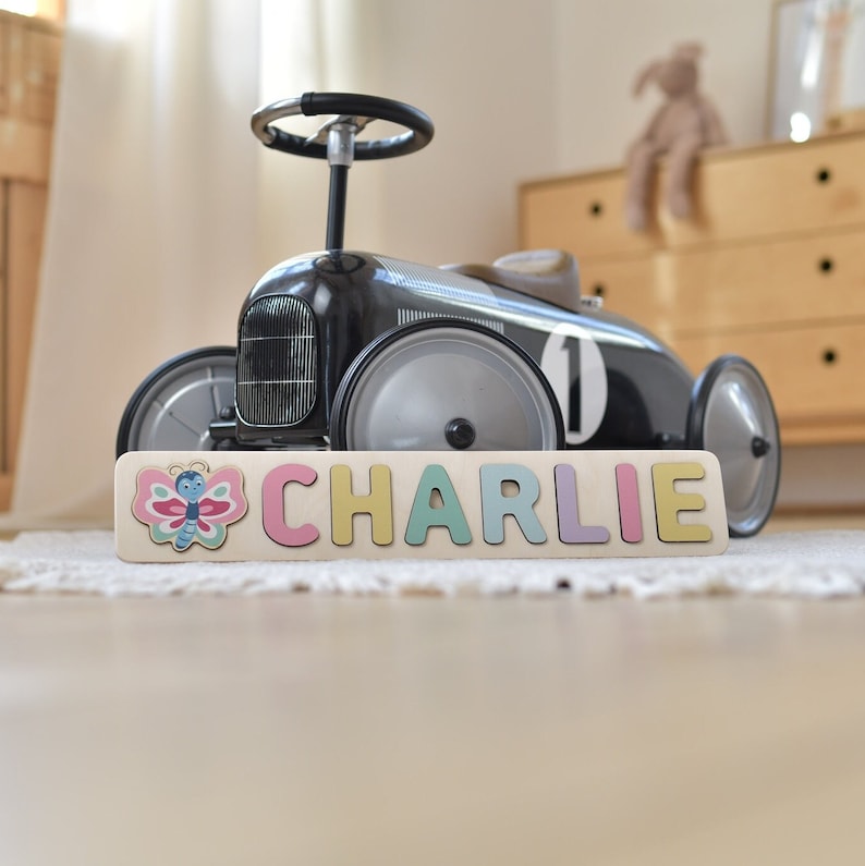 Personalized Wooden Baby Name Puzzle - Montessori Toddler Toy for Baby Room Decor and Learning