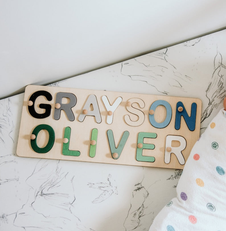 Custom Wooden Baby Name Puzzle – Personalized Toy Gift for Toddlers, Puzzle Piece Names, Baby Keepsake, Best Gift for 18 Months Old