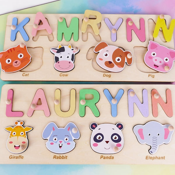 Unique Personalized Wooden Baby Name Puzzle – Custom Toddler Toy Gift, Puzzle Piece Names, Ideal Keepsake for Babies 18 Months, Best Baby Shower Gift