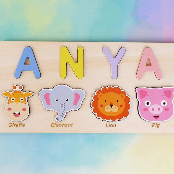 Unique Personalized Wooden Baby Name Puzzle – Custom Toddler Toy Gift, Puzzle Piece Names, Ideal Keepsake for Babies 18 Months, Best Baby Shower Gift