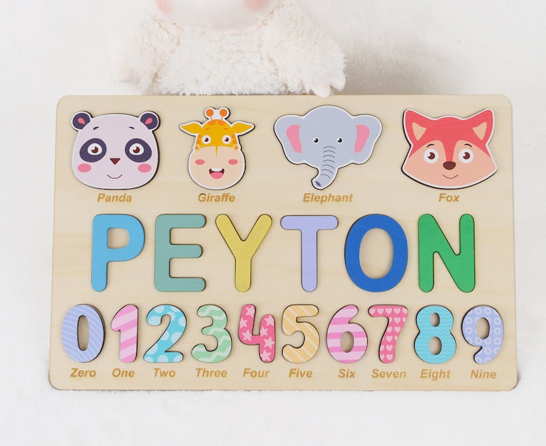 Unique Personalized Wooden Baby Name Puzzle – Custom Toddler Toy Gift, Puzzle Piece Names, Ideal Keepsake for Babies 18 Months, Best Baby Shower Gift