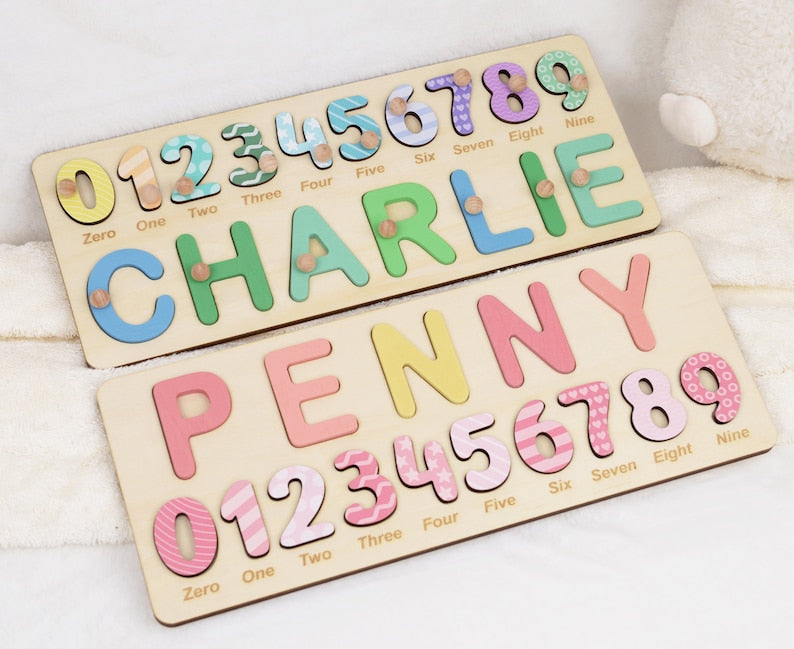 Custom Wooden Baby Name Puzzle – Personalized Toy Gift for Toddlers, Puzzle Piece Names, Baby Keepsake, Best Gift for 18 Months Old