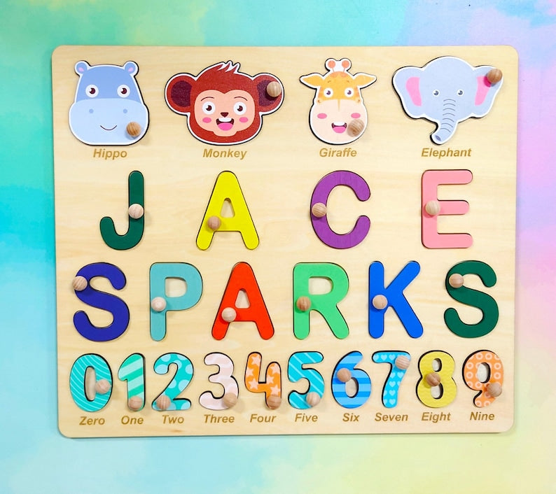 Custom Wooden Baby Name Puzzle – Personalized Toy Gift for Toddlers, Puzzle Piece Names, Baby Keepsake, Best Gift for 18 Months Old