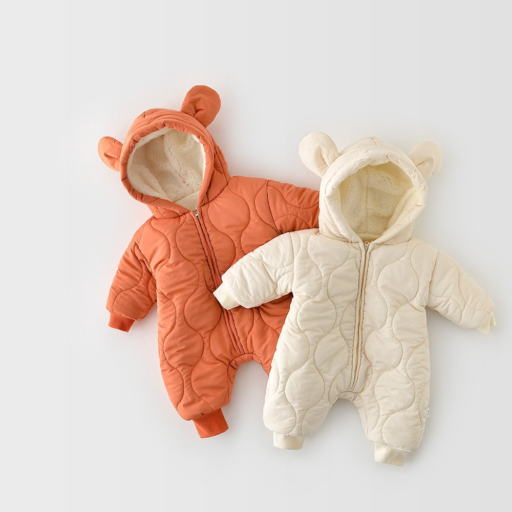 Teddy Bear Hugs Baby Romper - Fleece with Cute Ears