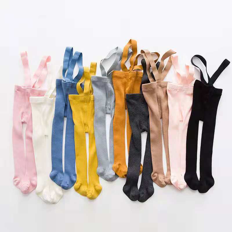 Babys Cotton Suspender Pantyhose / Infants Baby Girls Leggings Tights Cute Solid Color for 0-24 Month