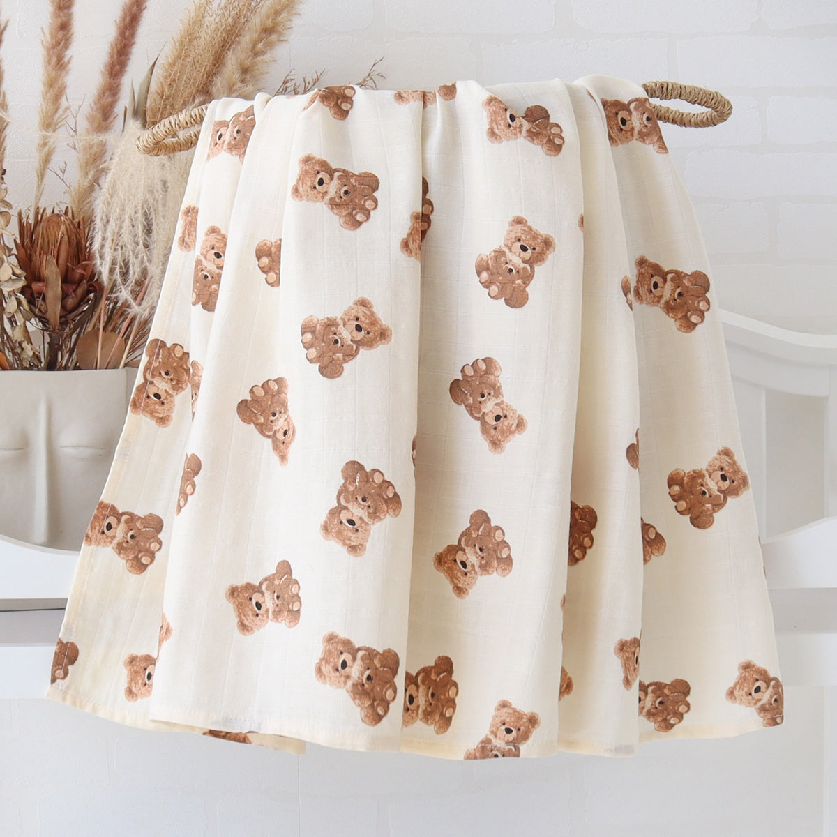 Teddy Bear Baby Blanket/ 2 Layers Infant Wrap Blanket