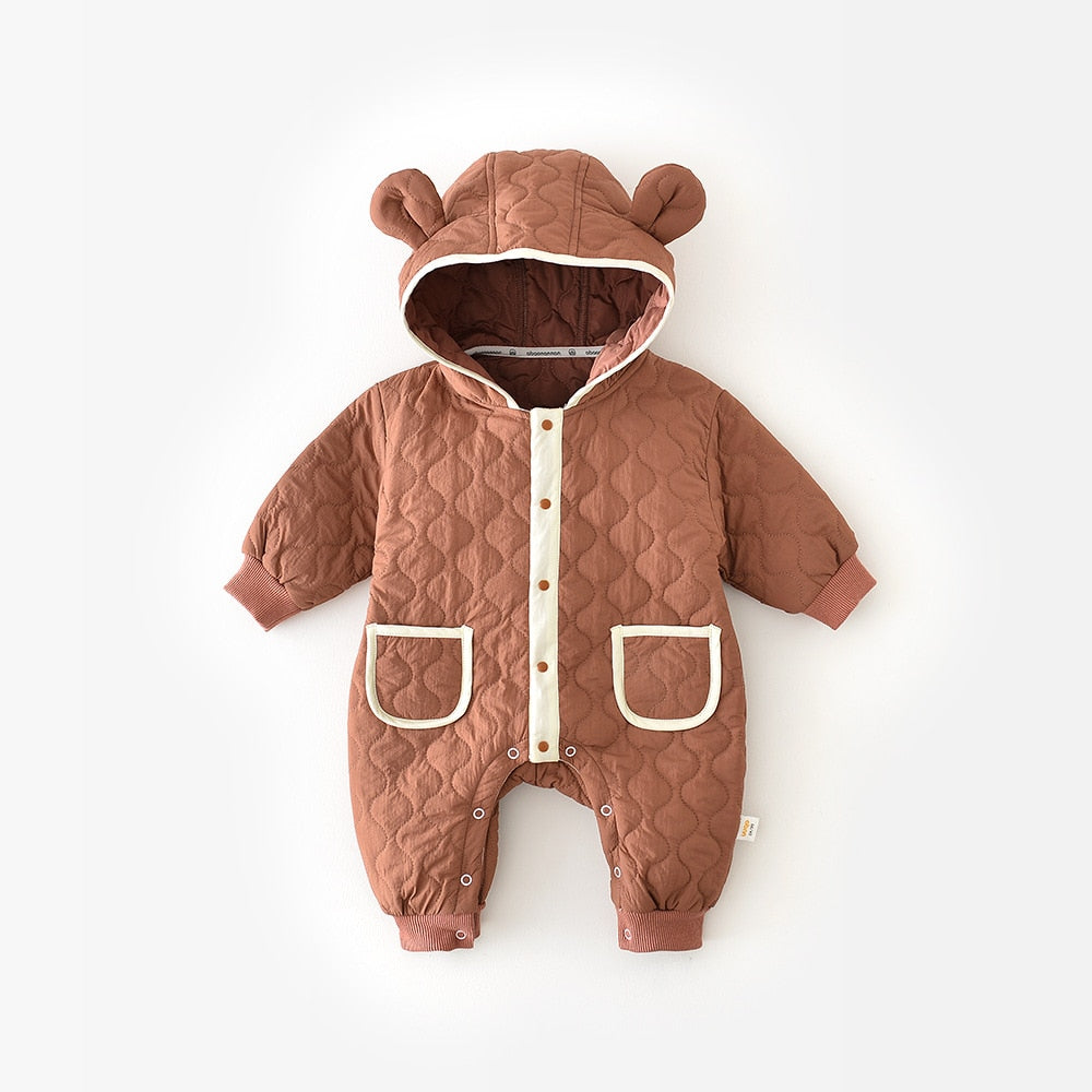 Teddy Bear Hugs Baby Romper - Fleece with Cute Ears