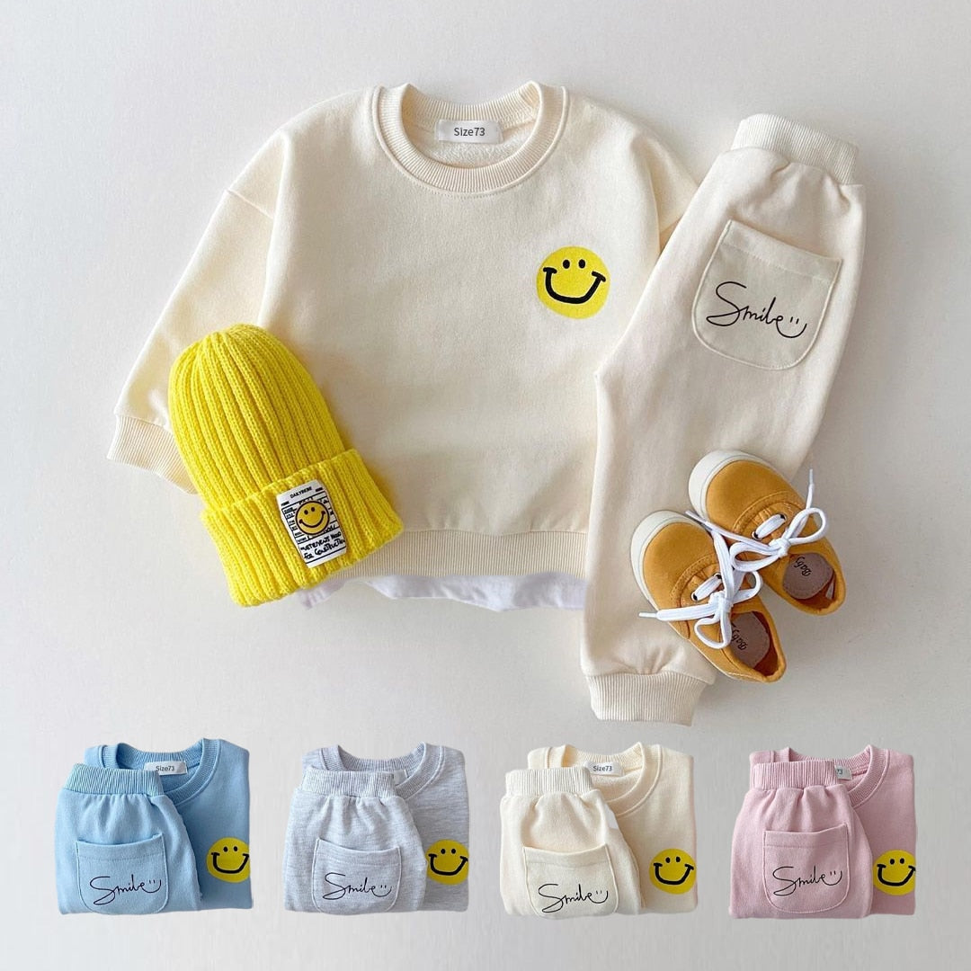 Smiley Sweatshirt + Jogger Pant Outfit