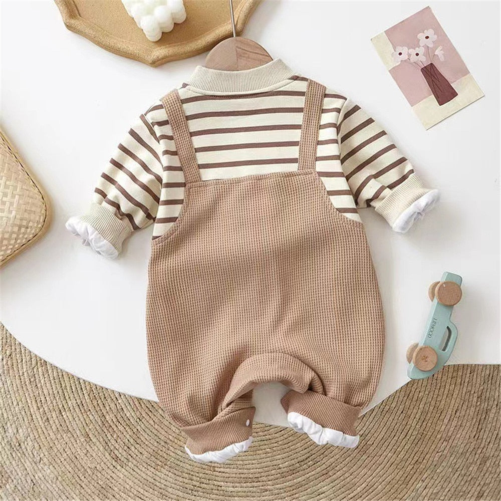 Teddy Stripe Baby Rompers