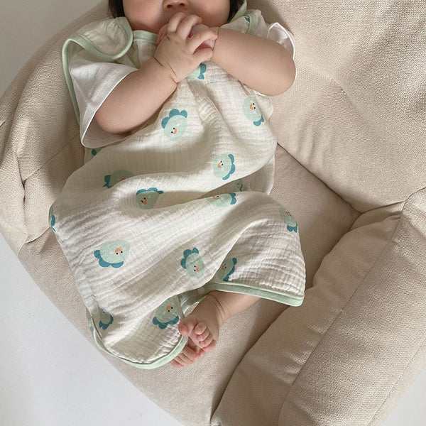 Baby mouwloze slaapzak / kind dun dubbellaags katoenen garen voor 0-3 jaar