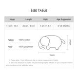 Cute and cozy elephant pillow for babies ,100% cotton elephant pillow for your little one size chart 
