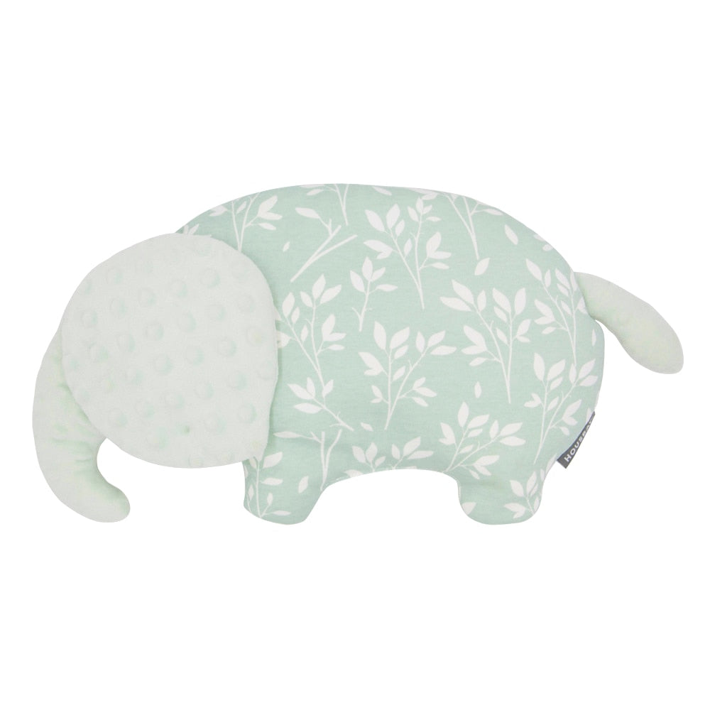 Cute and cozy elephant pillow for babies ,100% cotton elephant pillow for your little one green grass