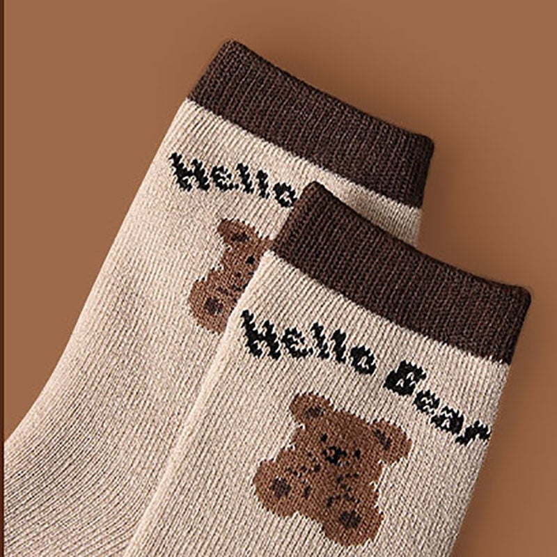 Winter Children Socks/ Plaid Bear Children Terry Socks